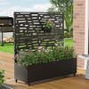 Wooakway Black Metal Planter Box with Trellis Raised Garden Bed with Arbor Privacy Screen with Wheels - 2 of 4
