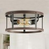 Dewdrop Farmhouse 2-Light Black Openwork Metal Frame Flush Mount Light Fixture - 2 of 4