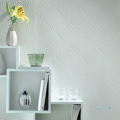 White Embossed Paintable Geometric Wallpaper Roll