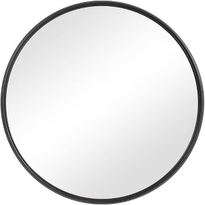 Uttermost Round Vanity Decorative Wall Mirror Modern Aged Satin Black Solid Iron Frame 35" Wide for Bathroom Bedroom Living Room - 1 of 1