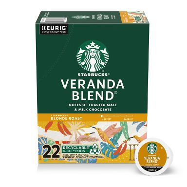 Starbucks Veranda Blend Blonde Light Roast Keurig K-Cup Coffee Pods - 22ct