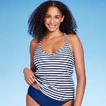 Women's Striped Racerback Tankini Top - Kona Sol™ Navy Blue