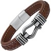 Steeltime Men's brown braided inlay leather and stainless steel/black ip horseshoe bracelet - 2 of 4