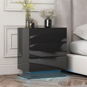 LED Nightstands Bedside Table, Night Stand With 3 Storage Drawers, LED Lights, Modern Bedside Table, Stylish Bedside End Side Table Furniture - 1 of 4