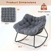 Costway 1/2 PCS Outdoor Rocking Chair Oversized Patio PE Wicker Egg Chair Rattan Lounge Chair Gray - 3 of 4