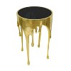 Royal Hampton Side End Table | 24.75 Inch Round Glass Top | Melting Drip Design |  Antique Gold - 2 of 4