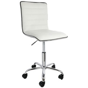 Elama Faux Leather Adjustable Rolling Office Chair in White - 1 of 4