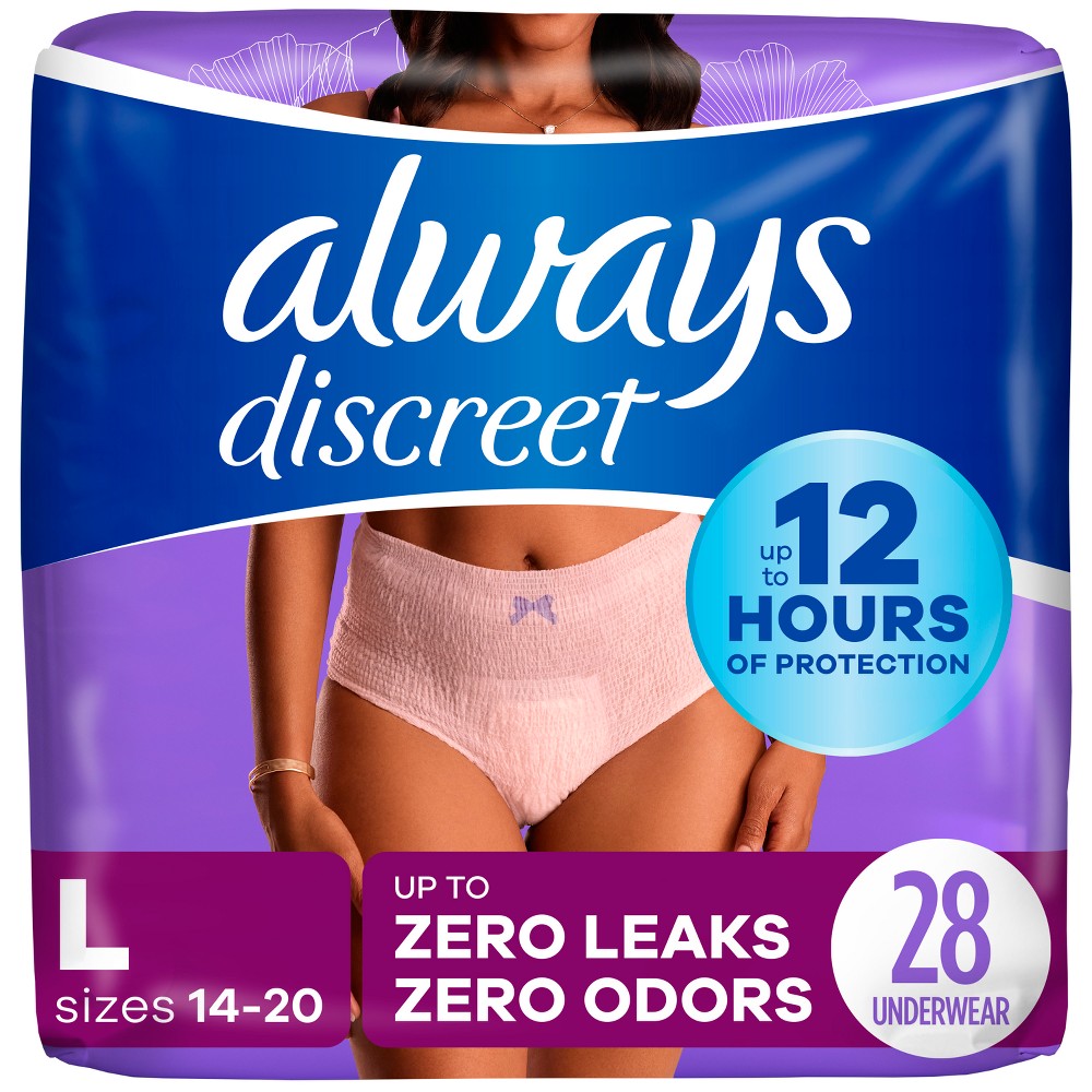 Always Discreet Adult Postpartum Incontinence Underwear for Women - Maximum Protection - Large