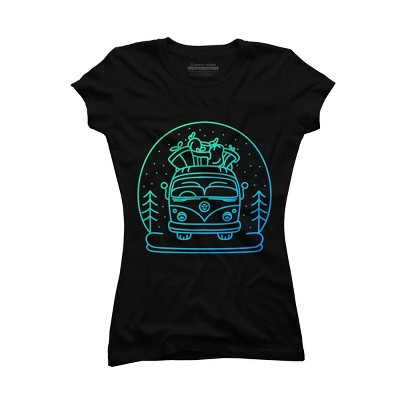 Junior's Design By Humans Christmas Van By VEKTORKITA T-Shirt