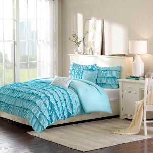 Blue Marley Ruffle Comforter Set Twin 5p, Size: twin/twin extra long