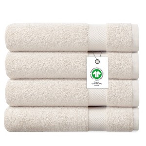 Delara 100% Organic Cotton Soft, Quick Dry & Ultra-Absorbent 30"x58", Bath Towels(Pack of 4) - 1 of 4