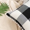 PiccoCasa Buffalo Check Plaid Pompoms Throw Pillow Cover Multicolored 4 Pcs - 4 of 4