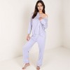 Anna-Kaci Lounge Women's Long Sleeve Button Front Pajama Set with Contrast Piping Trim - 4 of 4