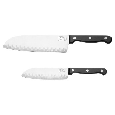 Lexi Home 3-Piece Cutlery Santoku Knife Set with Red Handles