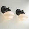 Possini Euro Design Astrid Modern Wall Light Sconces Set of 2 Black Hardwire 7 1/2" Fixture Opal White Schoolhouse Glass for Bedroom Bathroom Vanity - 2 of 4