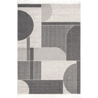 Nuloom Joelle Geometric 5x8 Indoor Area Rug for Living Room Bedroom Dining Room Kitchen, Light Grey/Ivory