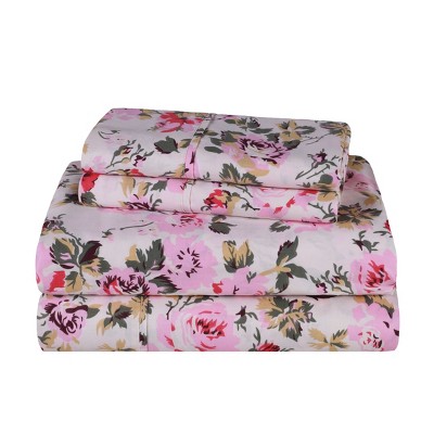 Soft 300 Thread Count Cotton Sheet Bed Set, Vintage Floral Or Solid ...