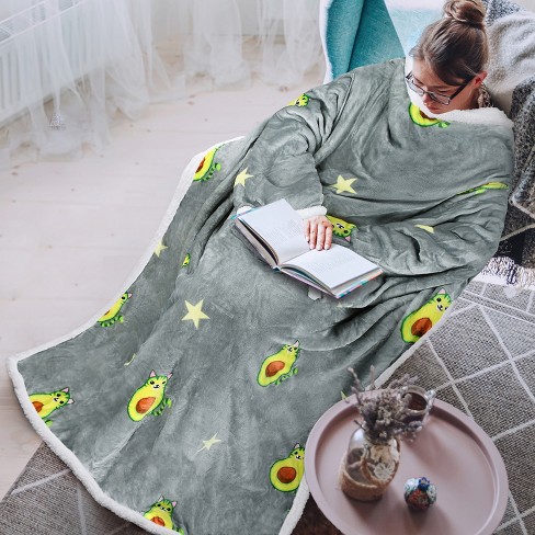 Tirrinia Fleece Plush Wearable Blanket For Womens Mens Ultra Soft Warm Full Body Throw Reading Wrap Tv Blankets Robe Cover Gift For Her Him Gray Target