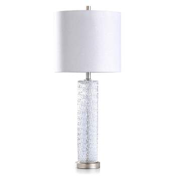 Diamond Textured Glass Table Lamp with Brushed Steel Base Gray - StyleCraft