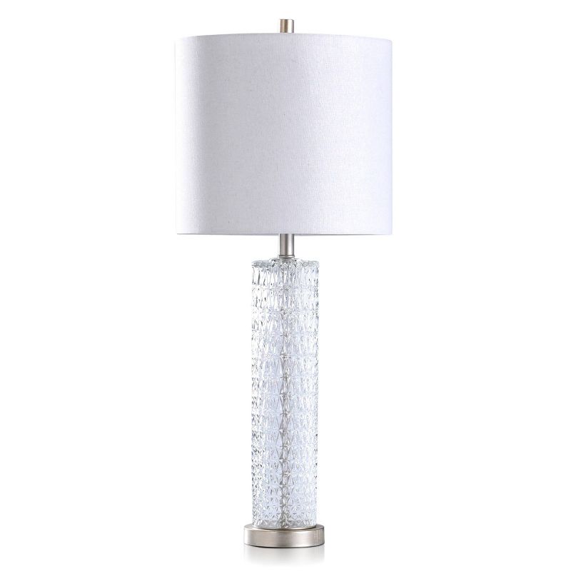 Diamond Textured Glass Table Lamp with Brushed Steel Base Gray - StyleCraft, 1 of 7