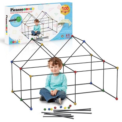 PICASSO-TILES 100 PC Fort Building Kit, STEM Toys for Kids 3+