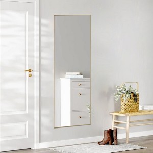 FURNIinspire Full Length Mirrors Floor Standing Mirror, Wall Mirror With Stand Aluminum Alloy Thin Frame For Bedroom, Dressing Room, Gold, 21"*64" - 1 of 4
