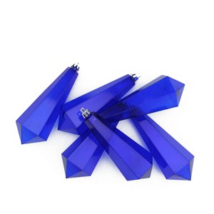 Northlight Transparent Shatterproof Diamond Icicle Christmas Ornaments - 5.5" - Lavish Blue - 6ct - 1 of 1