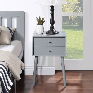 Modern Nightstand, Bedside Table With 2 Drawer & Solid Wood Legs, Multifunctional Side Table With Storage Space For Bedroom Dorm Small Spaces - 1 of 4