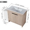 NicBex Bathroom Vanity with Ceramic Sink,Bathroom Sink Vanity with Storage Cabinets,Bathroom Sink Cabinet for Bathroom,White/Brown - 3 of 4