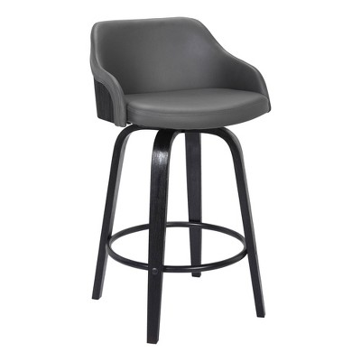 30" Alec Bar Height Swivel Barstool Black/Gray - Armen Living