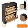 Shoe Cabinet with 2 Flip Drawers, Narrow 9.25-Inch Depth Storage Organizer with Woven Rattan Doors for Entryway, Hallway, Closet, or Porch - 2 of 4