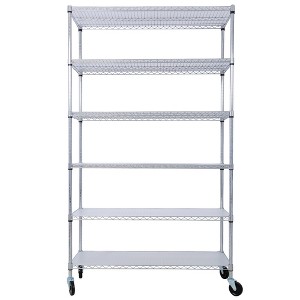 BABYYER 6-Tier Storage Shelves, Wire Shelving Unit, Heavy Duty Adjustable Organizer Rack with Wheels & Shelf Liners for Kitchen, Pantry - 1 of 4