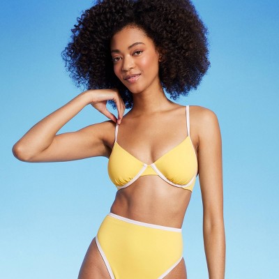 Women's Bandeau Underwire Contrast Band Bikini Top - Shade & Shore™ Yellow  38c : Target