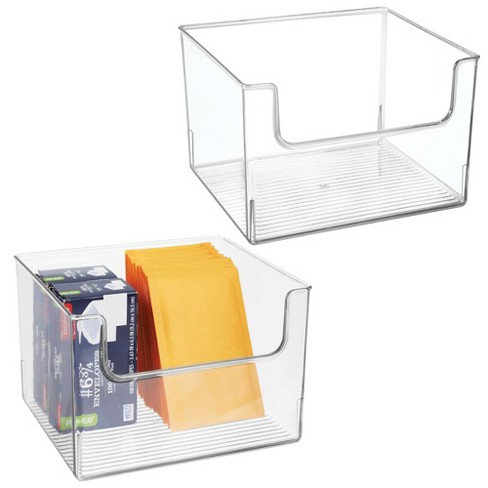 mDesign Plastic Home Office Storage Bin Container, Desk Organizer, 2 Pack,  Clear