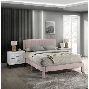 NicBex All Size Modern Platform Bed with Plush Upholstered Headboard & Wooden Slatted Frame,Bed Frame No Box Spring - 1 of 4