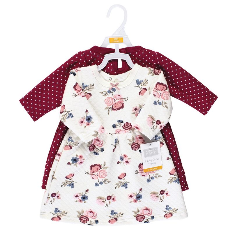 Hudson Baby Infant and Toddler Girl Cotton Dresses, Dusty Rose Floral, 3 of 6