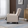 Linen Push-Back Recliner Chair with Footrest, Wingback Design and Button Tufted Upholstery - 3 of 4