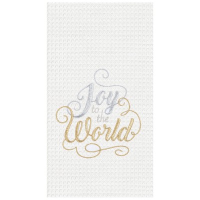 C&F Home Joy The World Embroidered Cotton Waffle Weave Kitchen Towel