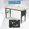 Acekool 48"x24" Heavy Duty Workbench, Rubber Wood Top, Pegboard, Power Outlet, Lockable Wheels, Adjustable Height, 2000lbs for Garage Workshop - 2 of 4