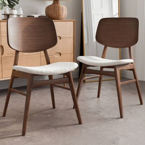 HOMES: Inside + Out Set of 2 Sandy Cove Mid-Century Modern Boucle Dining Chairs Walnut - 1 of 4