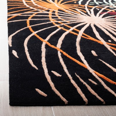 Soho 7'6" x 9'6" Black and Multicolor Wool Area Rug