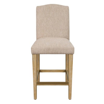 25" Connor Upholstered Counter Height Barstool Tan - Martha Stewart: Bronze Plated, Polyester, Footrest