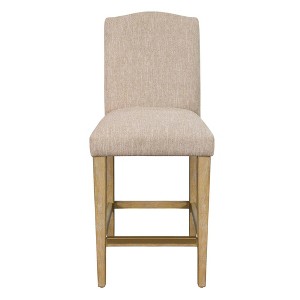 25" Connor Upholstered Counter Height Barstool Tan - Martha Stewart: Bronze Plated, Polyester, Footrest - 1 of 4