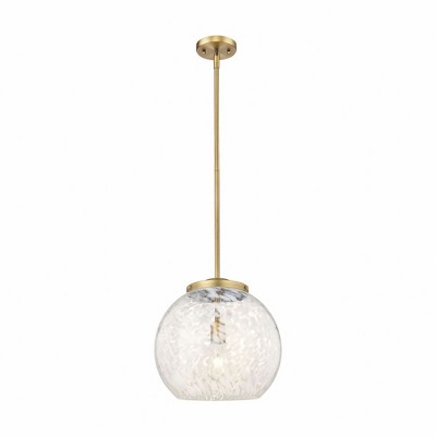 White Mouchette - 1 Light Stem Hung Pendant In Modern Style-17 Inches Tall and 13.75 Inches Wide