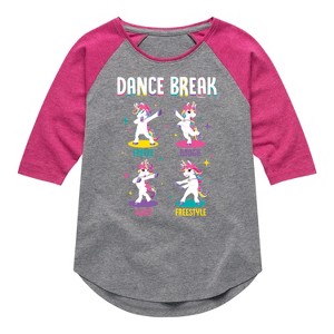 Girls' JoJo Siwa Dance Break Unicorns  - Athletic Heather/Fuchsia - Large - 1 of 4
