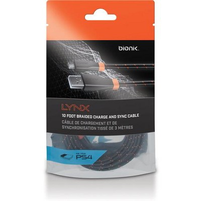 BIONIK BNK-9001 PS4 Lynx Controller Charge & Sync Cable - 10 FT Tangle Free