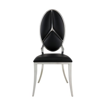 Black Faux Leather Upholstered Side Chair with Metal Frame