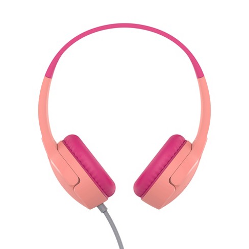 Pink headphones with discount microphone