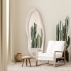 Beautyolove 24 in. W x 63 in. H Irregular Beige Flannel Wrapped Wood Framed Full Length Floor Mirror Wavy Full Body Mirror - 2 of 4