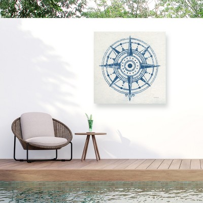 "Indigo Gild Compass Rose I" Outdoor Canvas